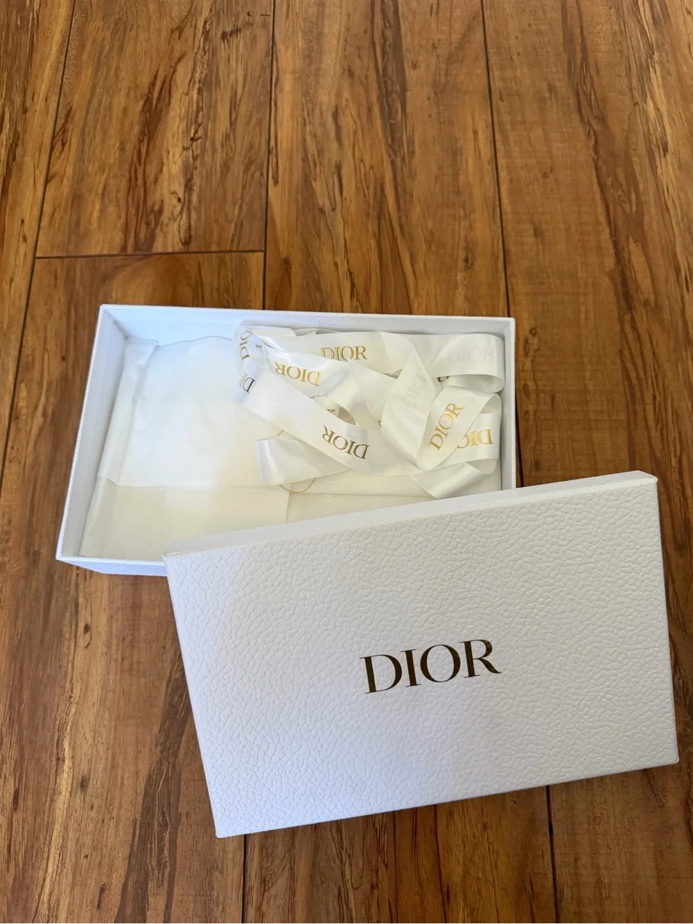 Dior White and Gold Gift Box with Branded Ribbon & Tissue paper